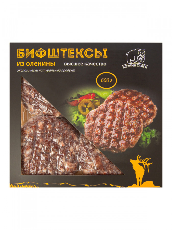 Бифштексы из оленины, в/у 4шт/0,6кг