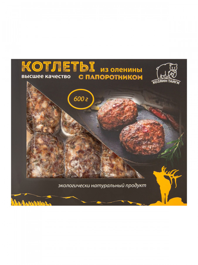 Котлеты из оленины с папоротником, в/у 6 шт, 0,6 гр