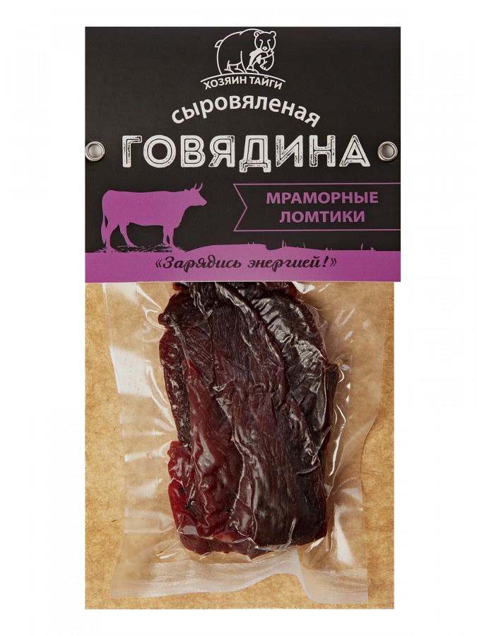 Говядина сыровяленая Мраморные ломтики. в/у