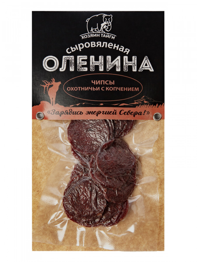 Оленина сыровяленая Чипсы Охотничьи с копчением. в/у
